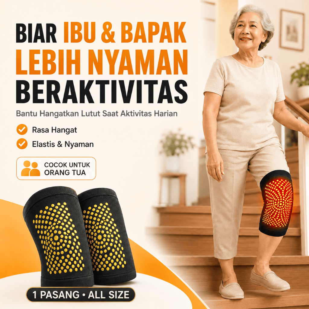 Sabuk Terapi Lutut Hangat Lansia Nyeri Sendi Naik Tangga | Deker Lutut Orang Tua Herbal Ginger Wormw