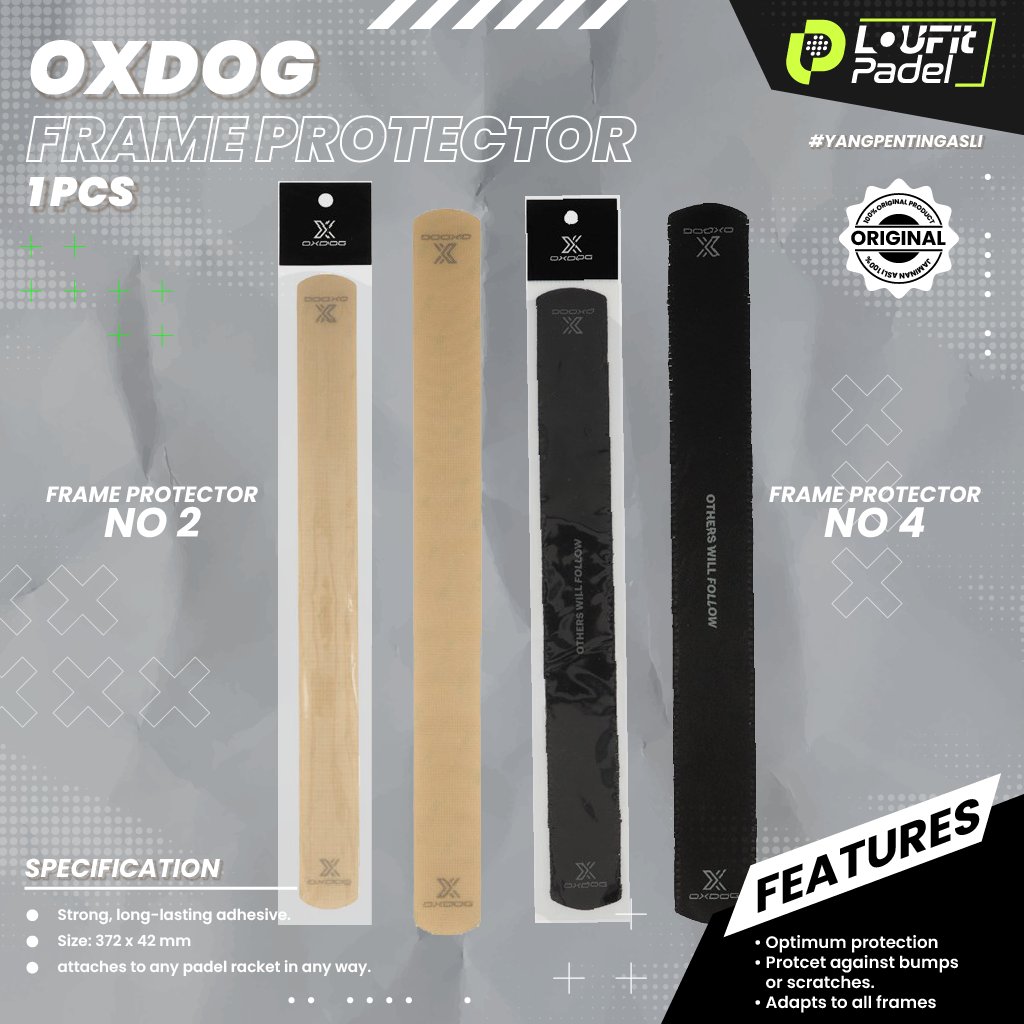 OXDOG PADEL FRAME PROTECTOR / PROTECTOR RACKET PADEL OXDOG  (TRANSPARANT / BLACK) ORIGINAL 100%