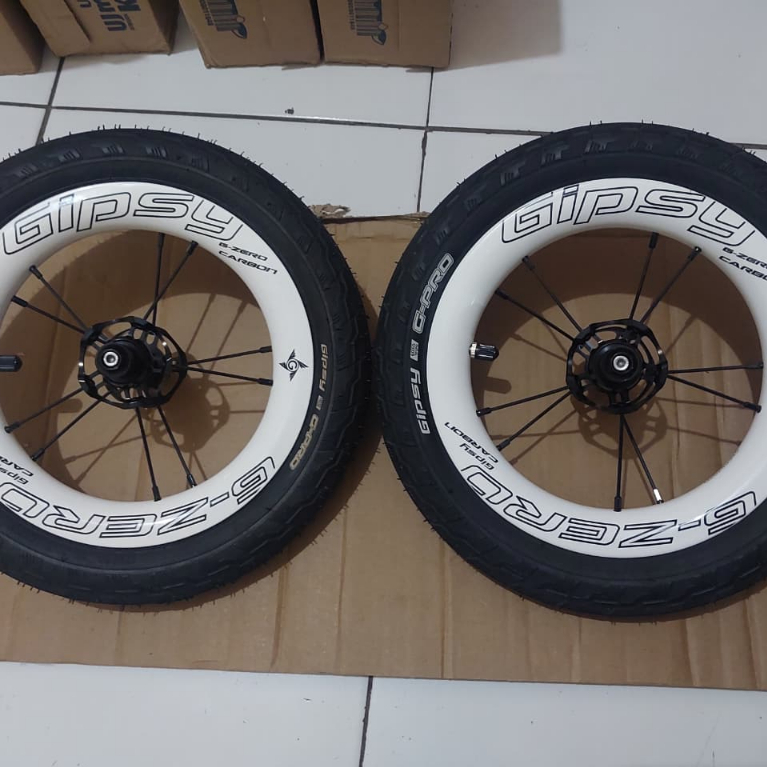 Wheelset Carbon GIPSY G ZERO Warna Putih Set Ban Pushbike Balance Bike