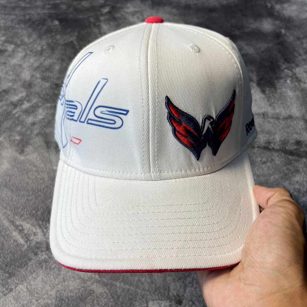 Topi Reebok NHL Washington Capitals Putih Original Baseball Basket Hockey Football Olahraga