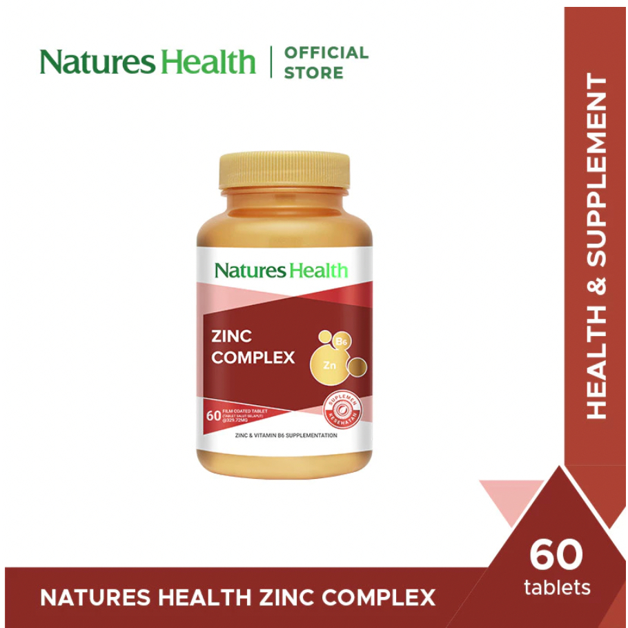 Natures Health Zinc Complex + Vitamin B6 - 60 Tablets