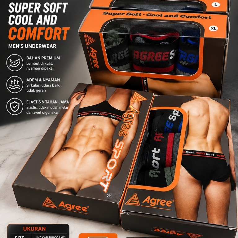 Celana Dalam Pria Agree Sport 2311 [ 3 pcs ] Cawat Mens Brief Underwear
