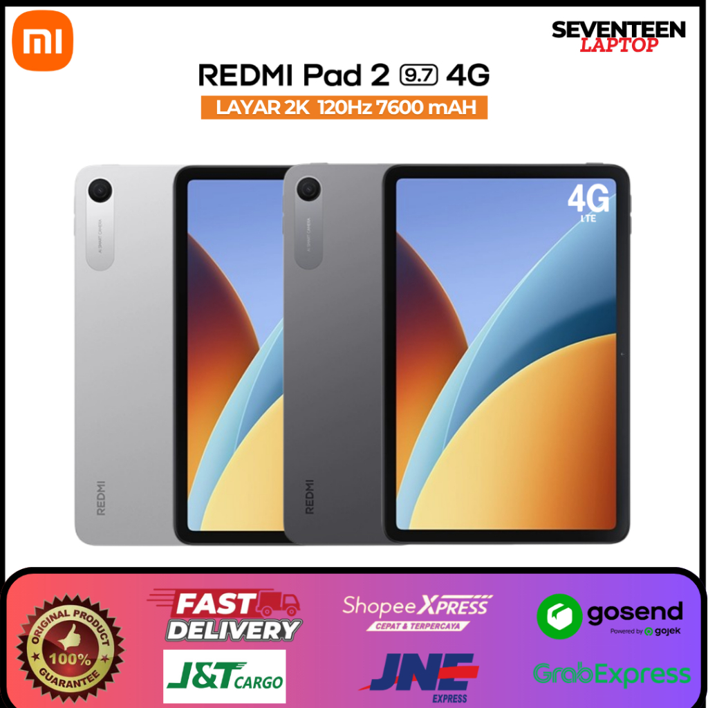 Tablet Xiaomi Redmi Pad 2 9.7 4G LTE RAM 4GB ROM 128GB Snapdragon 6S Gen 2 Baterai 7600 mAh Original