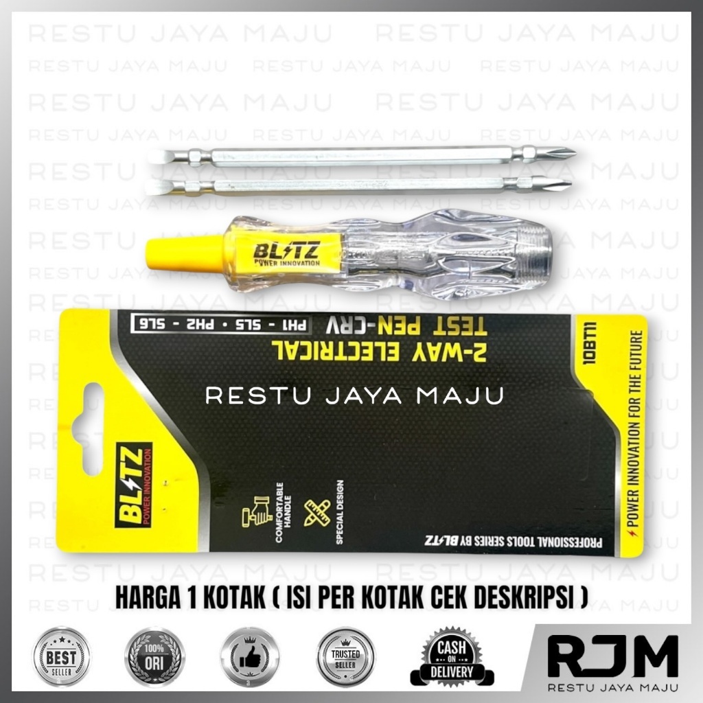 [20 pcs] BLITZ Obeng Test Pen philips Listrik AC Tester 2 way 3 pcs 20 cm tespen rj