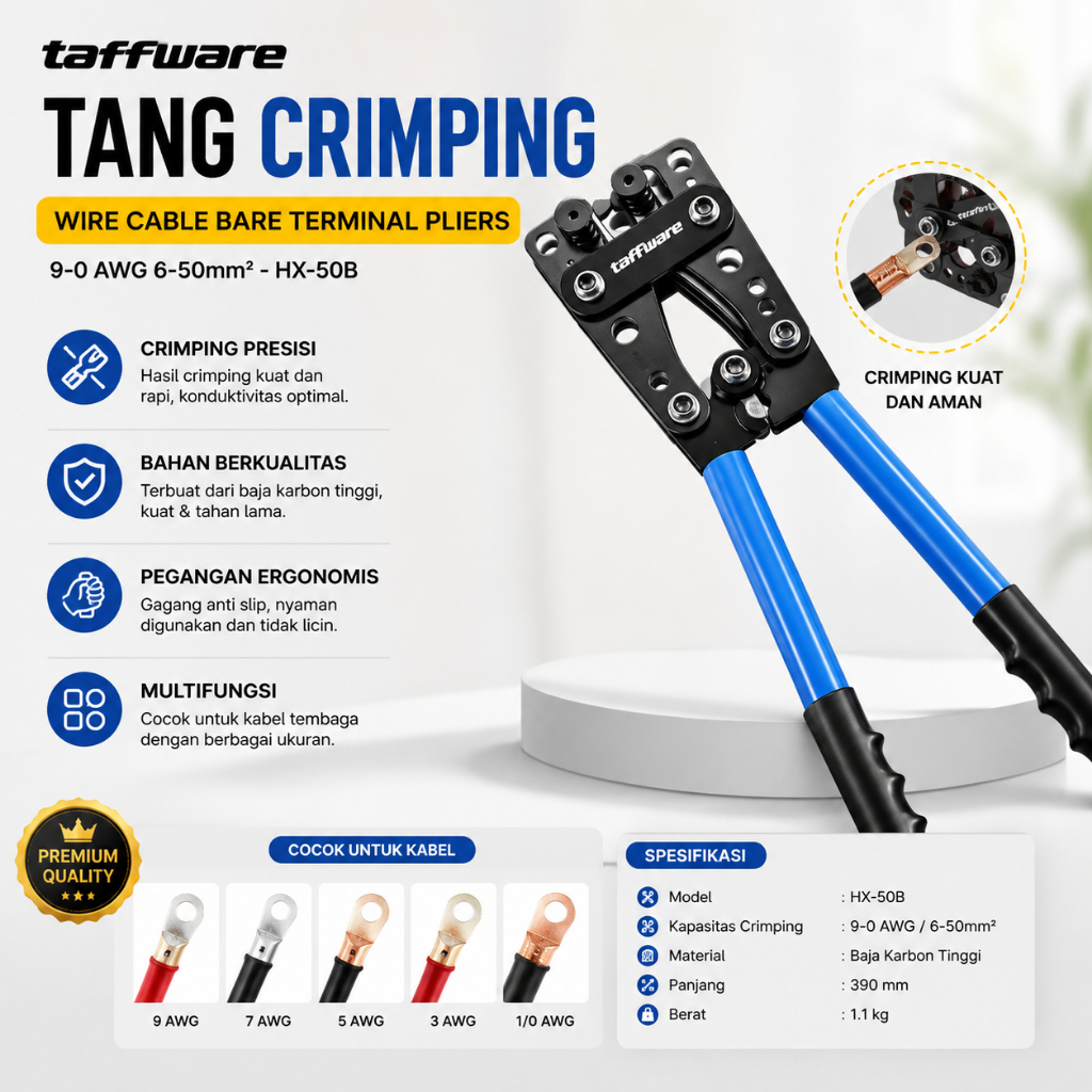 Tang Skun Crimping Crimper Taff Pengupas Pemotong Kabel Panjang Besar Alat instalasi Listrik - MN