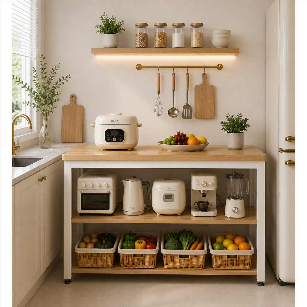 Rak Dapur Kokoh Lemari Dapur Rak Microwave Rak Dapur Minimalis Rak Penampung Barang Serbaguna
