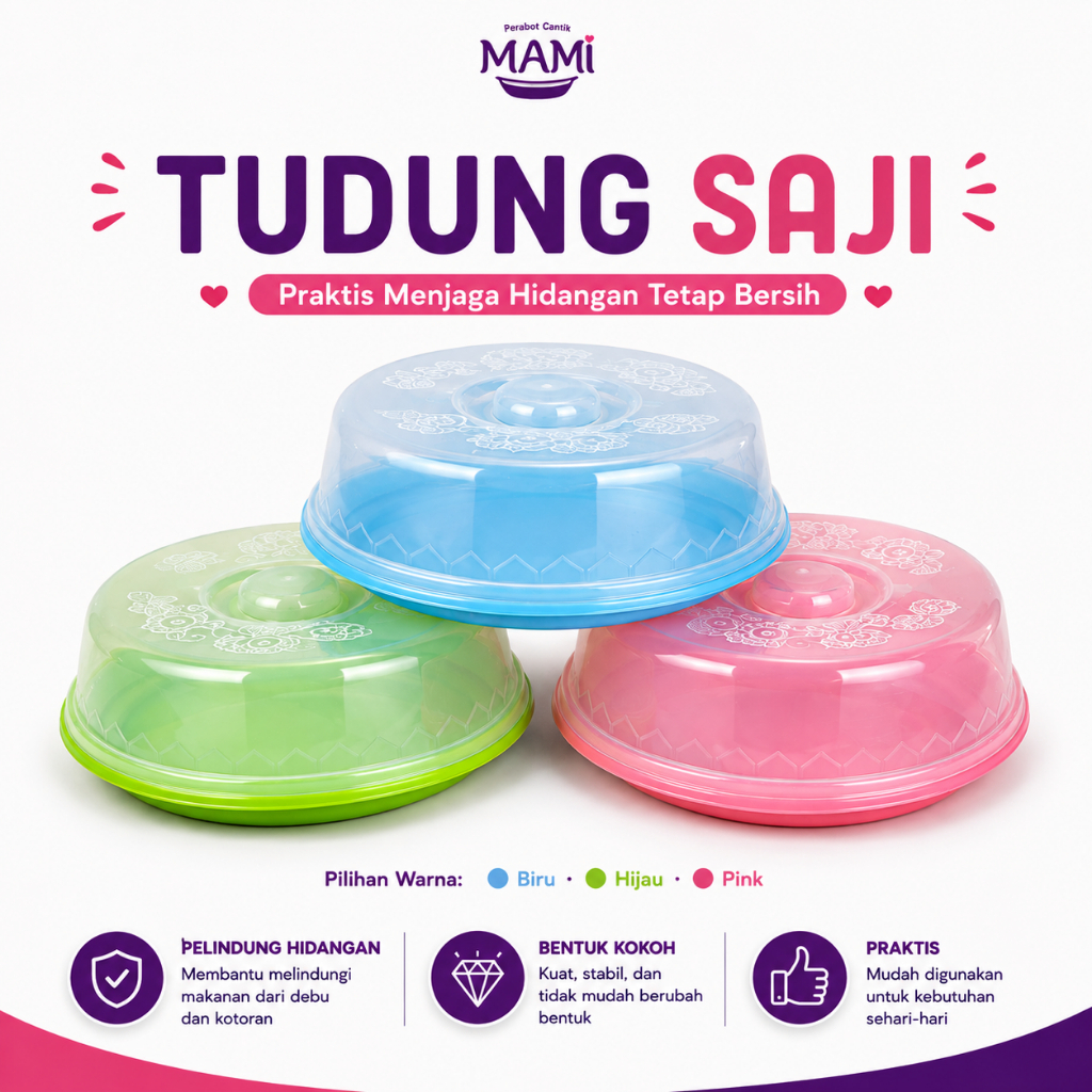 (12 pcs) TUDUNG SAJI BULAT PLASTIK POLOS / TUDUNG SAJI ERBAGUNA / TUDUNG SAJI MURAH / TUDUNG SAJI PL
