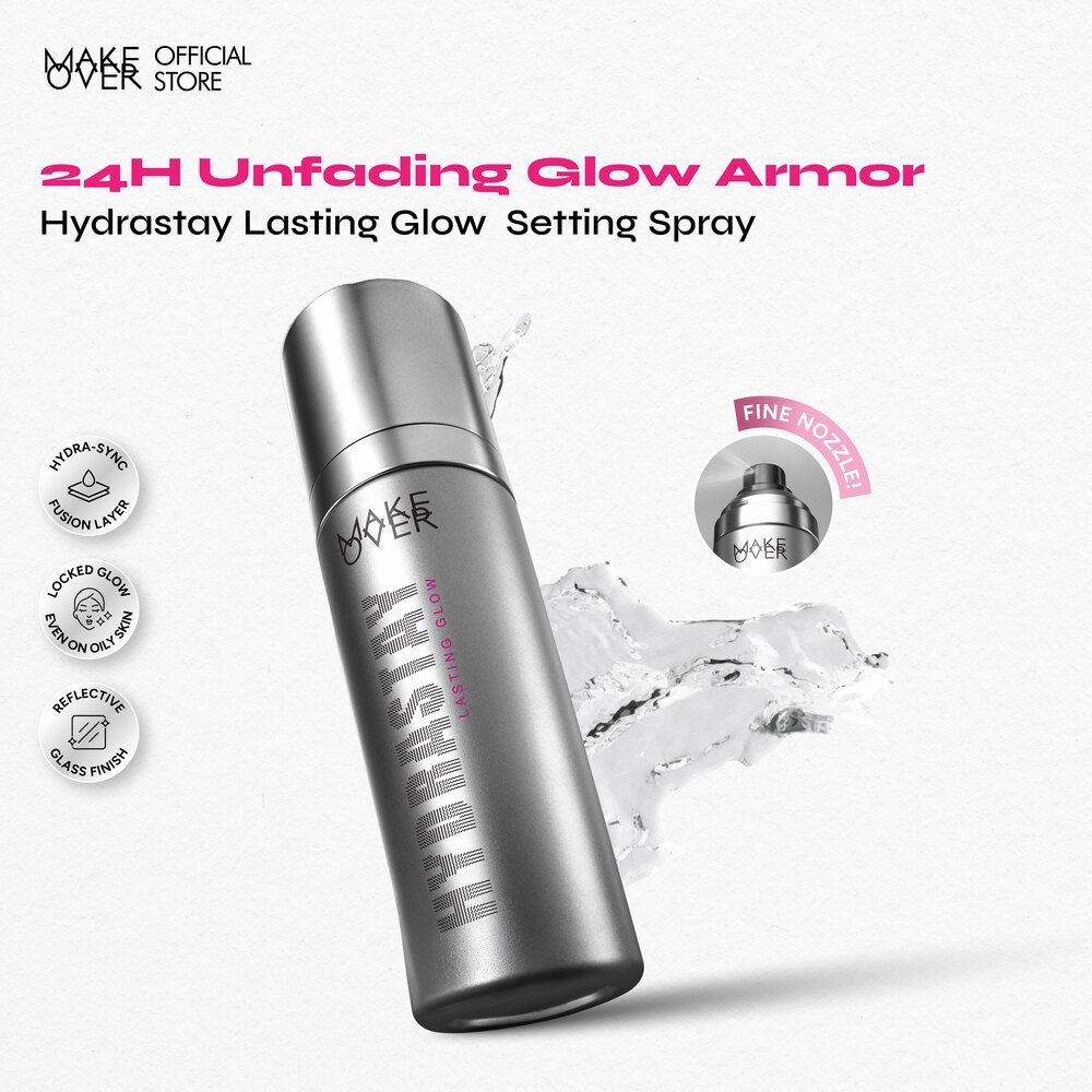 NEW MAKE OVER Hydrastay Lasting Glow Setting Spray – Natural Glow Finish Lightweight Hydrating Setti