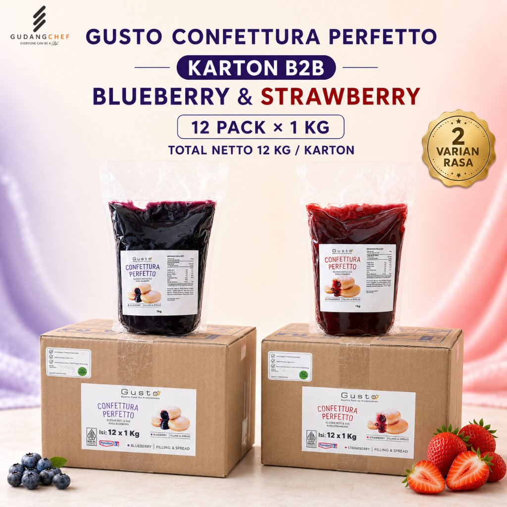 PONDAN Gusto Confettura Perfetto Filling & Spread 12x1kg Karton B2B | Blueberry & Strawberry