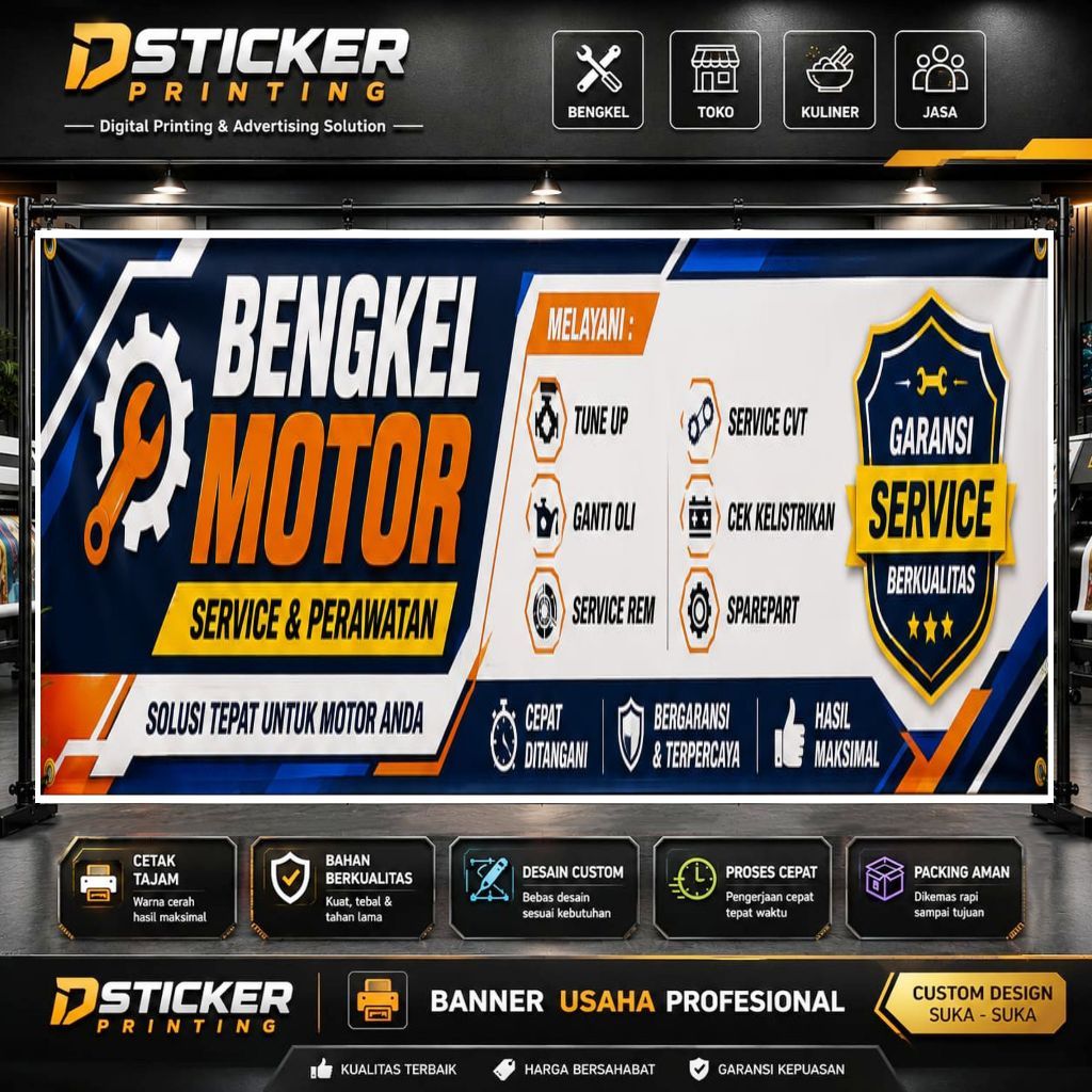 SPANDUK BANNER BENGKEL MOTOR RACING CUSTOM DESAIN