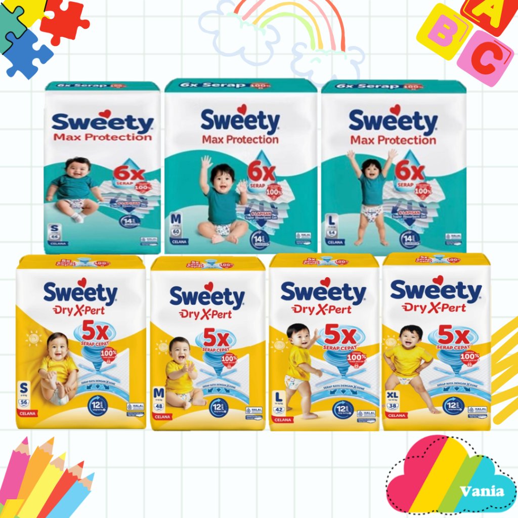 Popok Bayi Perekat Sweety Bronze Max Protection Silver Dry Xpert Cloud Soft Ukuran S M L XL XXL