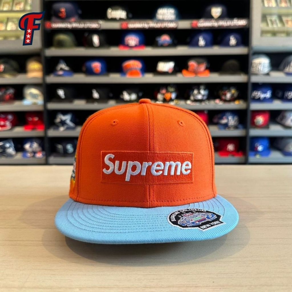 Topi New Era x Supreme Championships Box Logo Orange FW23 Fitted Hat Original