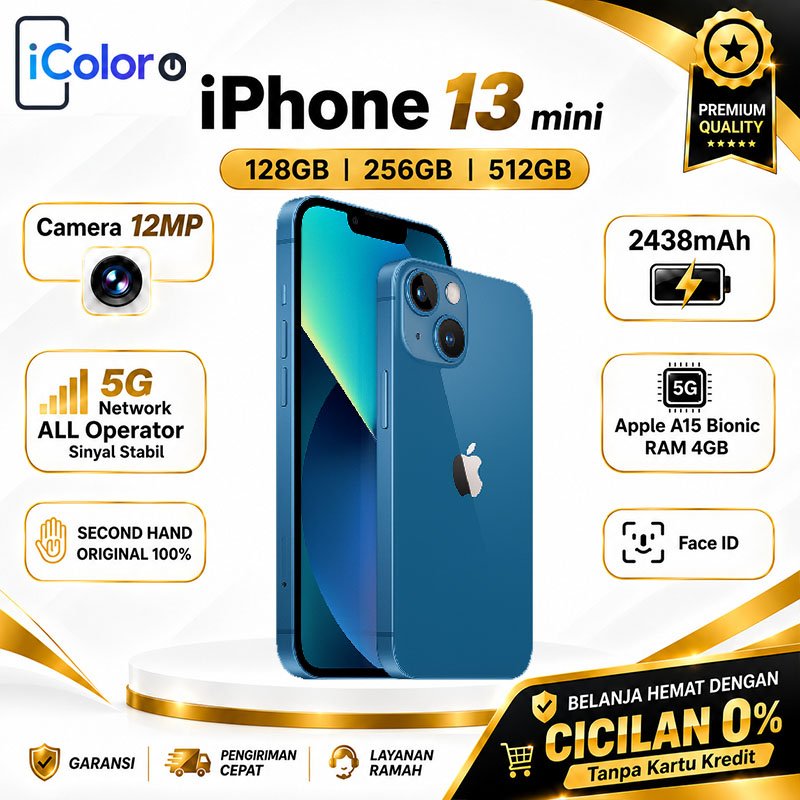 iPhone 13 Mini 128GB 256GB 512GB Secondhand Normal Full set Original 100% ex internasional Apple