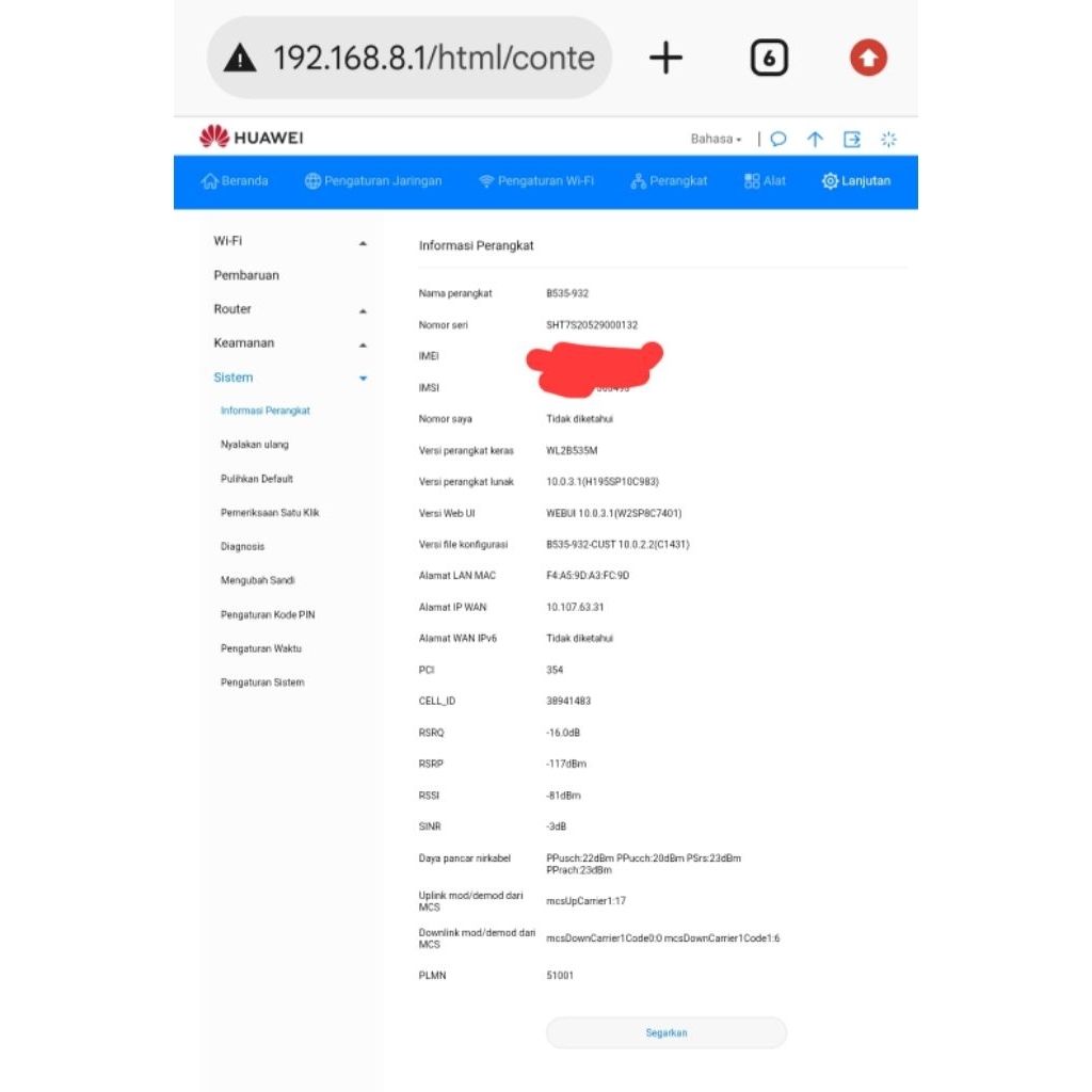modem seken huawei B535