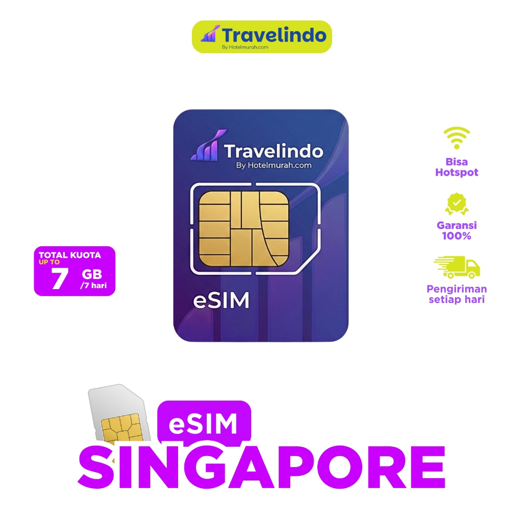 Travelindo eSIM Internet Singapore 1-7gb Unlimited Data Roaming 4G