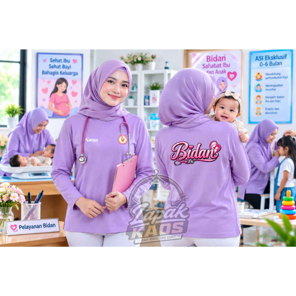 Kaos Bidan / Tshirt Kaos Bidan Indonesia / Tshrit Kaos Bidan Free Nama Bahan Premium