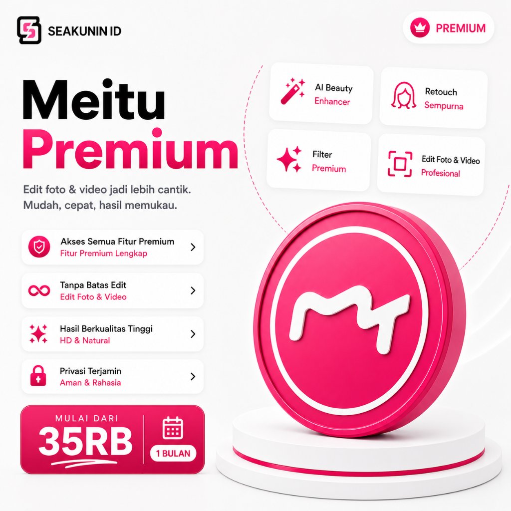 Meitu Premium 1 Bulan Bergaransi - AI Photo Editor & Video Editing App (For Android Only)