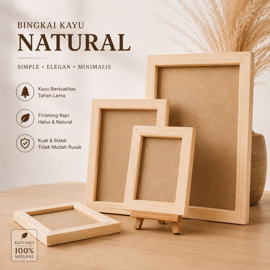 Bingkai Foto Kayu Pigura Foto Minimalis 4R, 5R, 6R, 8R, 10R, A4, F4