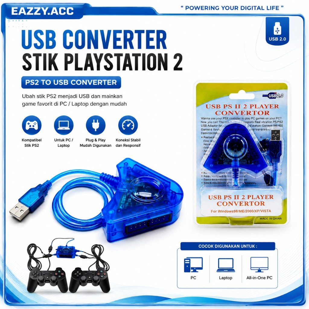 USB Converter Stik PS2 Playstation 2 to USB