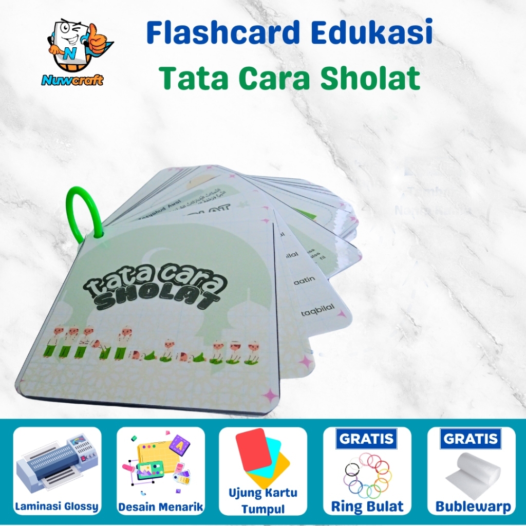 Flashcard Tata Cara Sholat – Kartu Edukasi Islami Anak, Belajar Gerakan & Bacaan Sholat