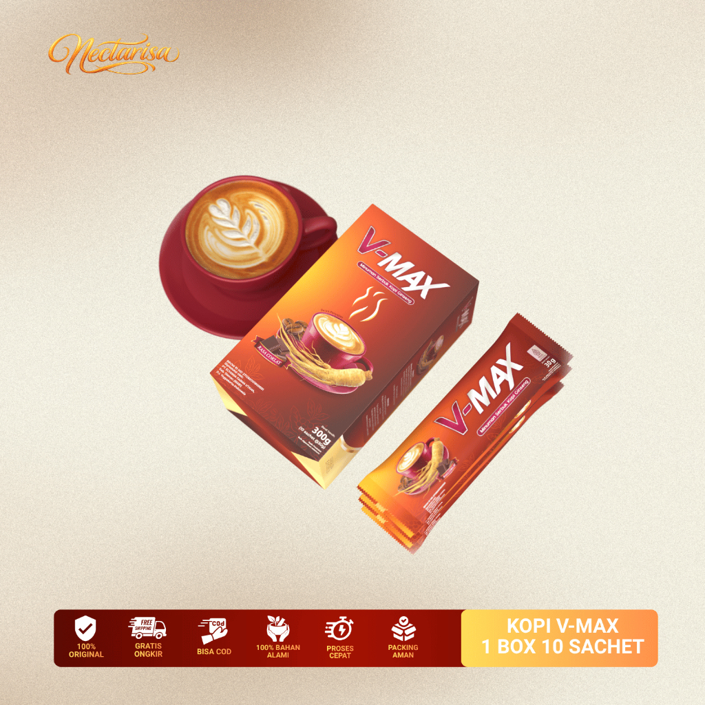 V-MAX Kopi Ginseng Box 300g Minuman Serbuk Kopi Rasa Coklat