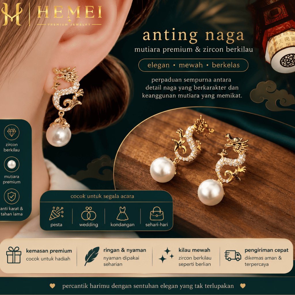 Hemei Anting Naga Chinese Style Anting Fashion Mewah