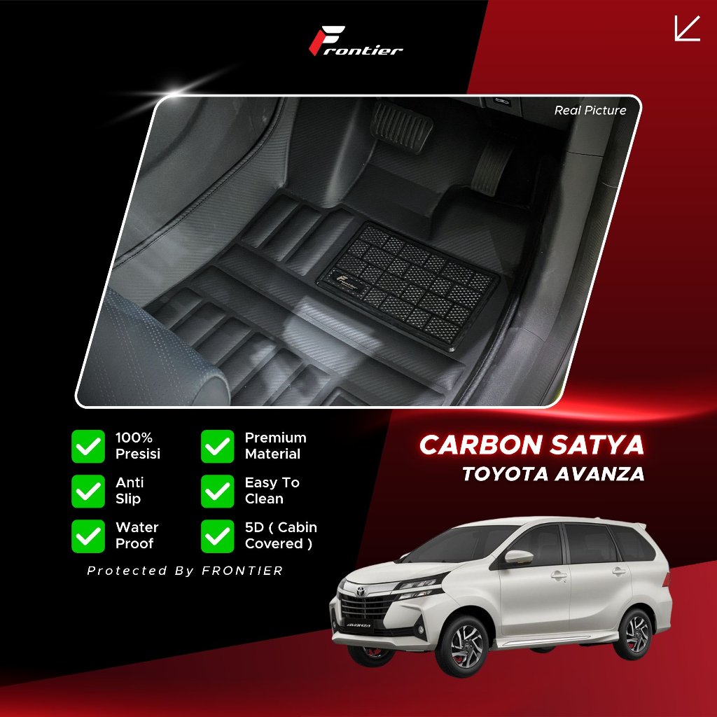 Karpet Mobil 5D Mewah Type Carbon, Untuk Toyota Avanza 100% Fit, Tahan Lama | Frontier