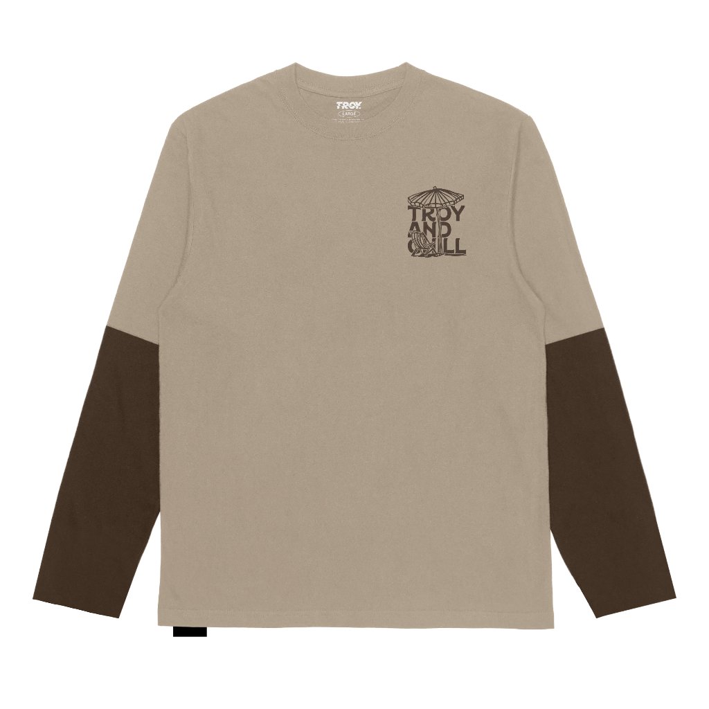 Troy Company Longsleeve Doublesleeve Beige Toffee And Chill - Kaos Lengan Panjang Beige Toffee DSD 3700