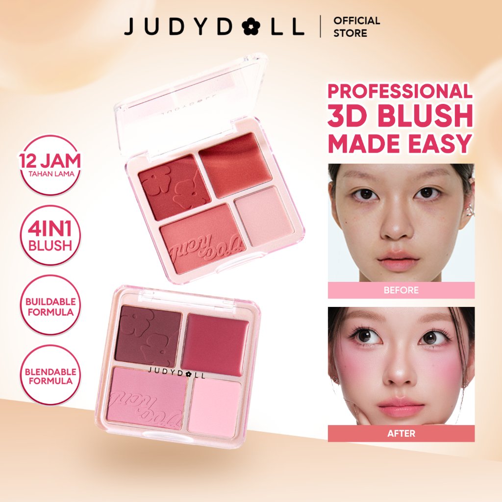 (MUST HAVE) Judydoll All In One Blush & Highlight Powder Palette - 9gr Multifungsi Cheek Blush On Cr