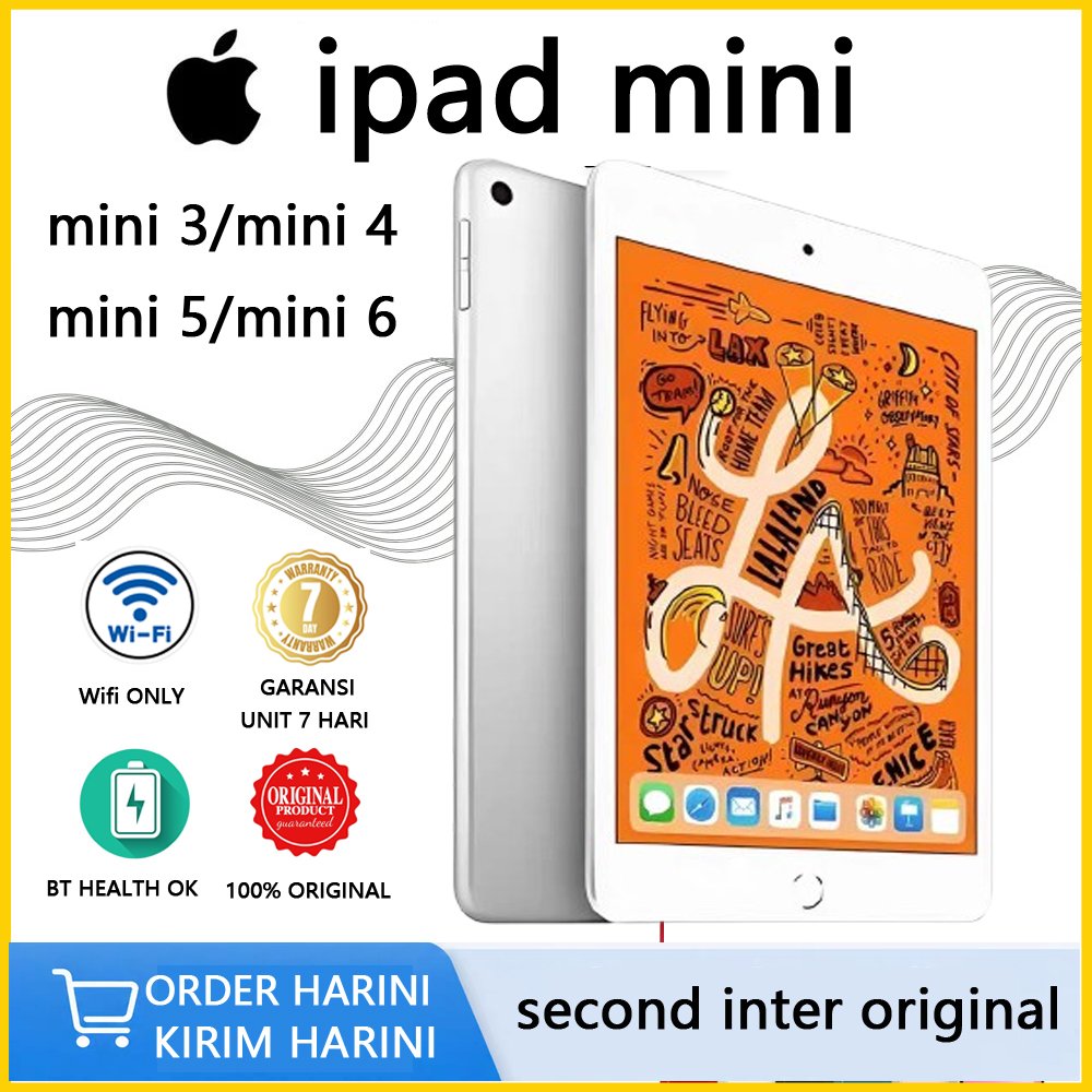 iPad Mini 3 dan iPad Mini 4 /5  Wifi Only // Second Inter Original // 16GB 32GB 64GB & 128GB //