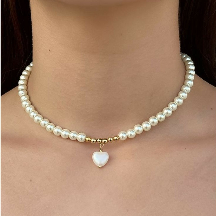 Kalung Mutiara Bandul Love / Kalung Manik Mutiara