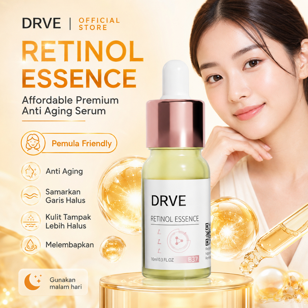 DRVE Retinol Essence Serum Wajah Anti Aging Retinol Serum untuk Pemula Mencerahkan Wajah Menyamarkan