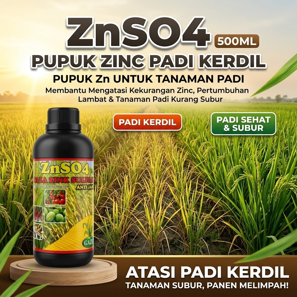 ZNSO4 500ML Pupuk Zinc Padi Kerdil | Pupuk Zn untuk Tanaman Padi | Membantu Mengatasi Kekurangan Zin