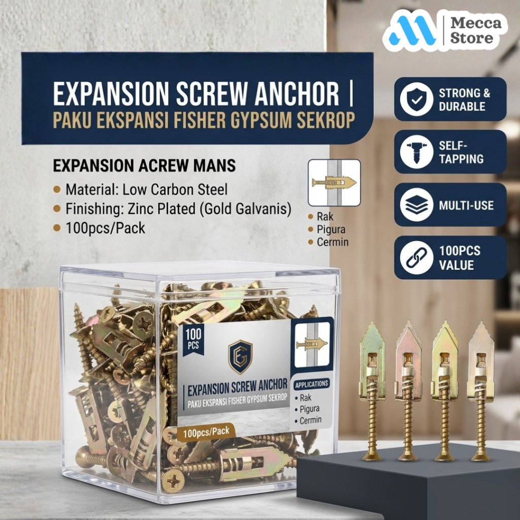 Expansion Screw Anchor Paku Ekspansi Fisher Gypsum Sekrup 100PCS