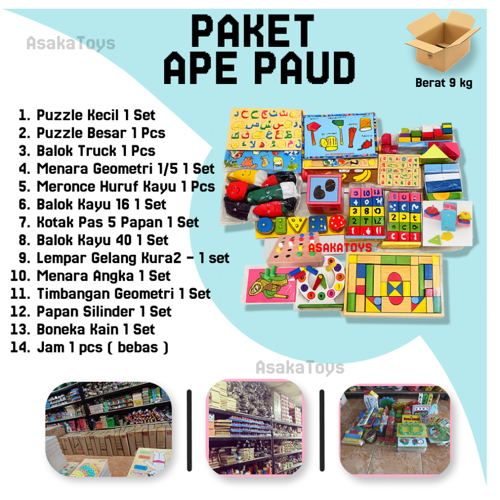 Alat Permainan Edukatif Paket APE PAUD TK Lengkap Asaka Toys 2026
