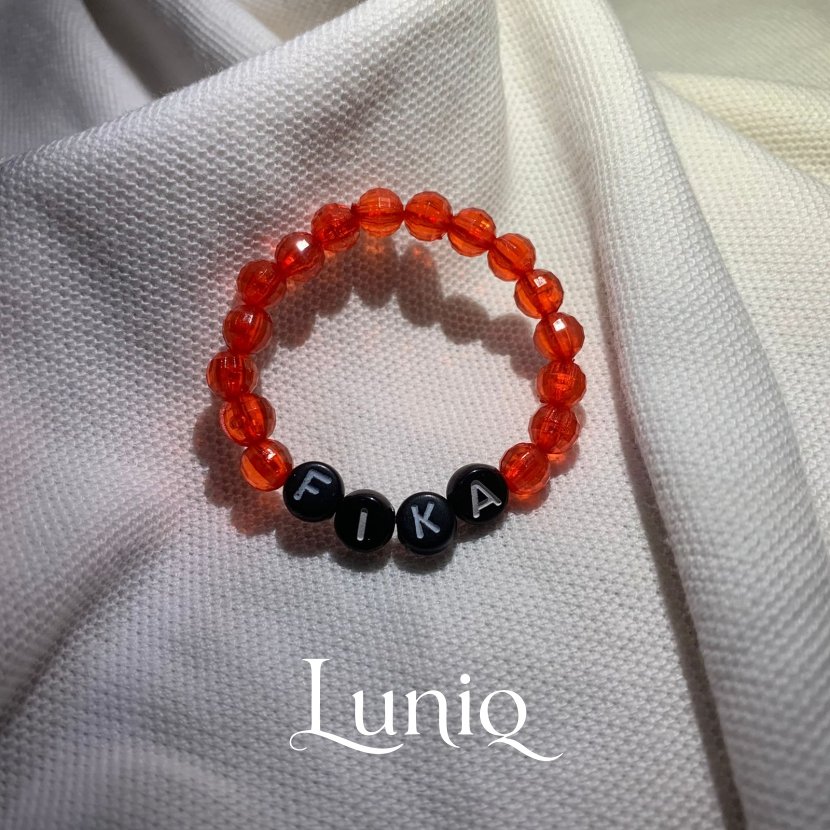 Gelang Anak Bayi Custom Nama Manik Warna Merah Marjan Motif Bunga