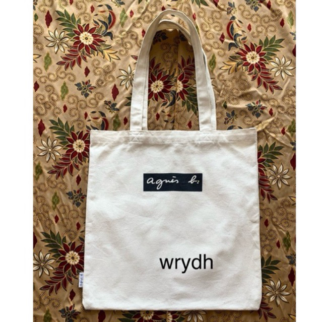 Tas tote bag Agnes B. x Adam Et Rope tas kanvas tas putih