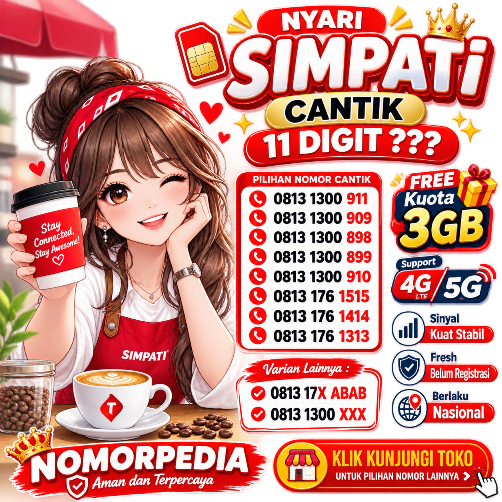 Kartu Perdana Simpati TELKOMSEL Unik - 11 Digit Cantik Free Kuota 3GB, 4G/5G ( K17 )