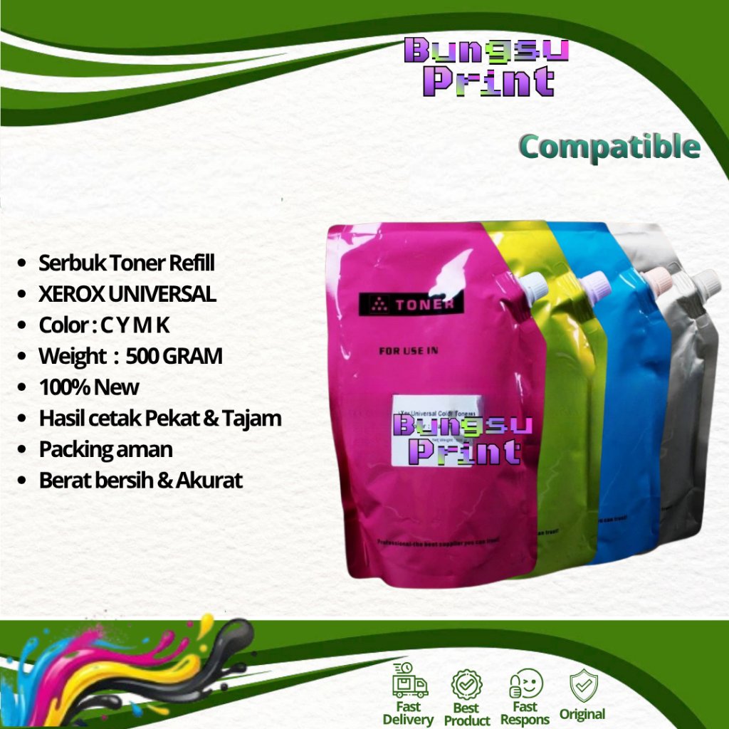 Serbuk Toner Refill Color Xerox Universal BCMY For Printer Laser - 500gram