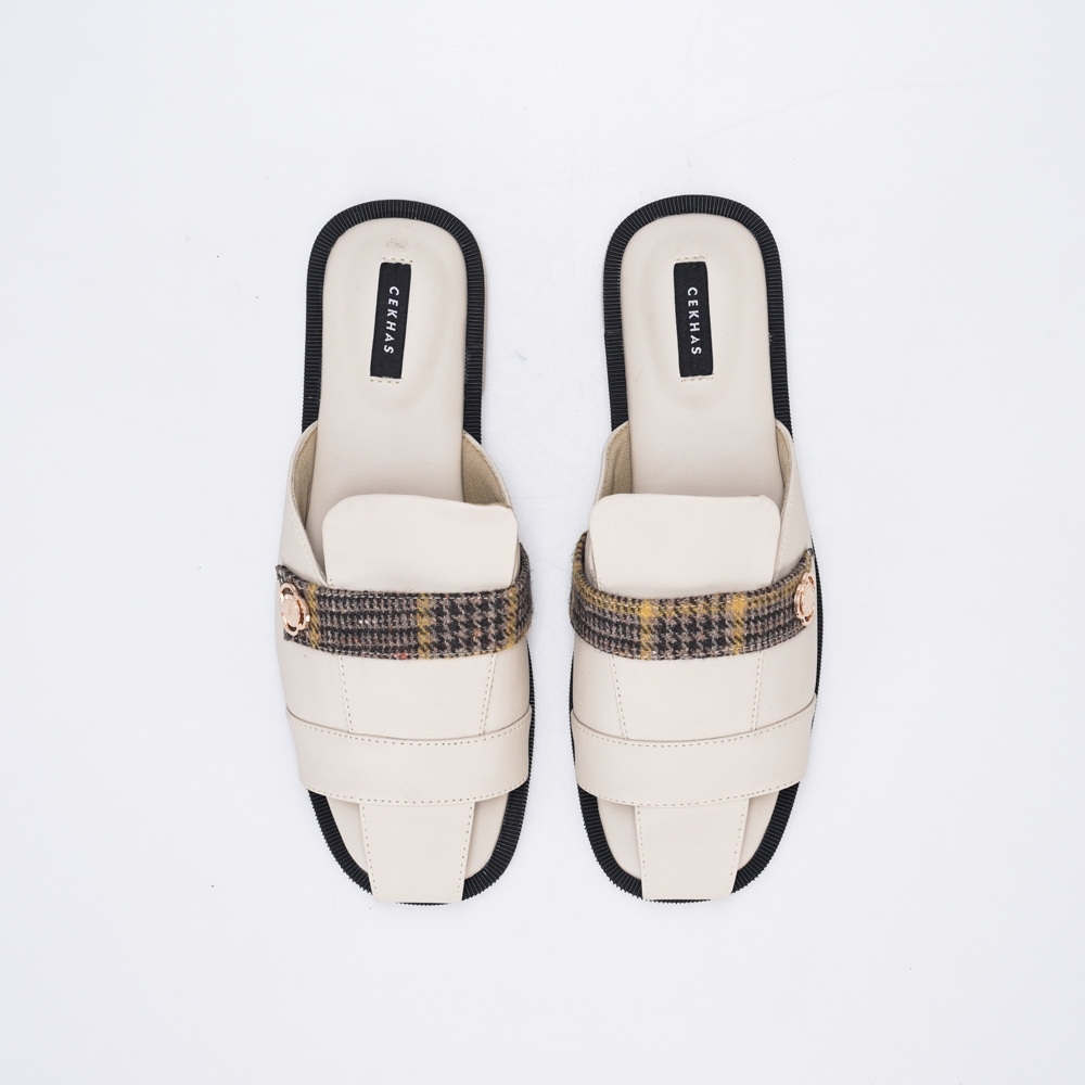CEKHAS - Laras Cream Sandal Mules Wanita