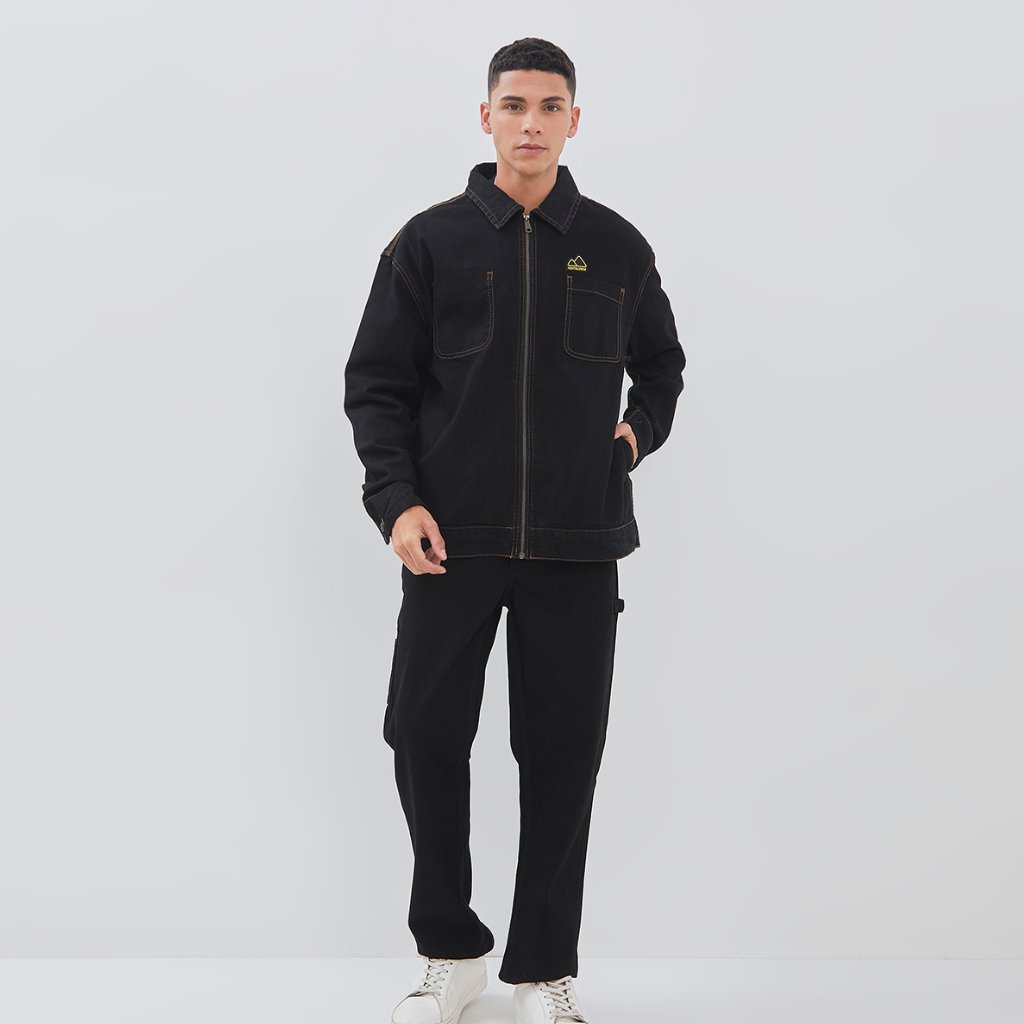 KENT&CREW Jaket Denim Zipper Hitam Pria - C-EGBG02-B9