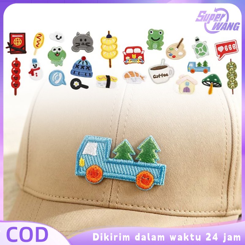 22pcs Patch Bordir Tempel Diy Patch Embroidery Patch Lucu Bordir Jahit Patch Bordiran Tempel