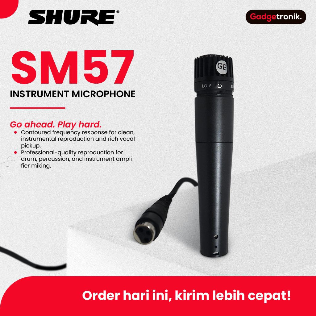 MIC KABEL SHURE SM57 ORIGINAL / INSTRUMENT MICROPHONE SHURE SM57 / SHURE MIC