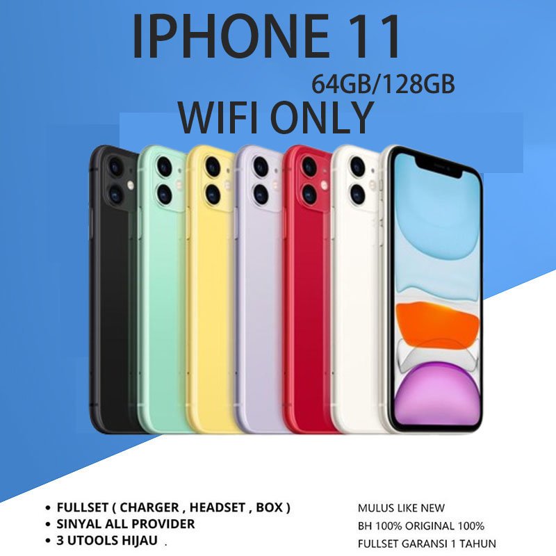 HP11 Iphone 11 64GB 128GB WIFI IP 11 SECOND ORIGINAL INTER FULLSET WIFI ONLY TERMURAH 100%