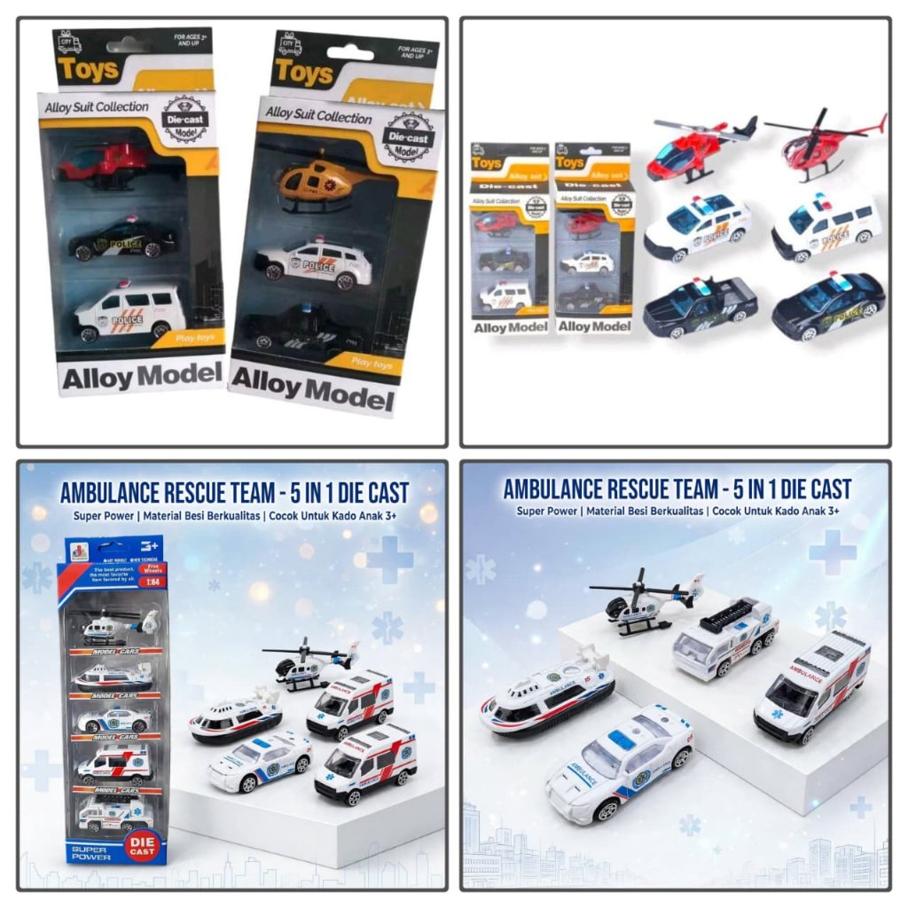 Dtoyz- Mainan Hot Alloy Metal Car 5pcs & Mainan Mobil  Alloy Police Car Die Cast Free Wheels  Die Ca