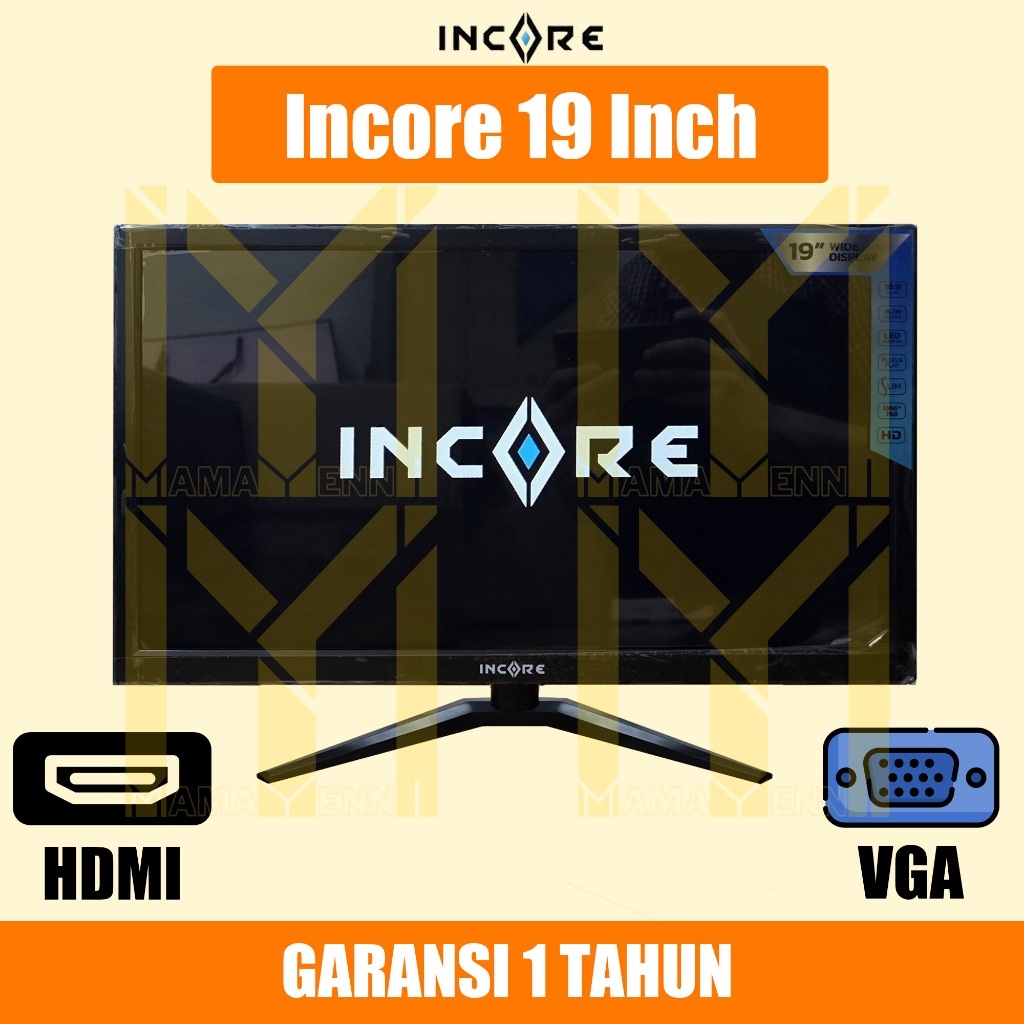 Monitor LED Incore 19" / 19 Inch HDMI & VGA / Layar Monitor PC / Komputer / CCTV