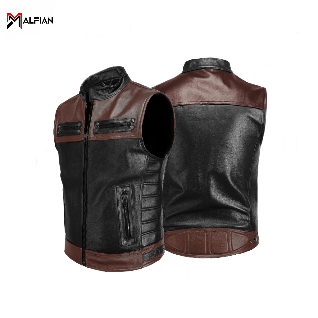 Rompi Kulit Pria Riding Vest Rompi Kulit Sintetis Rompi Bikers Kulit MF.VEST.032