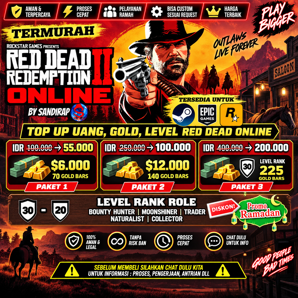(GARANSI) Red Dead Redemption 2 | UANG RED DEAD ONLINE PC