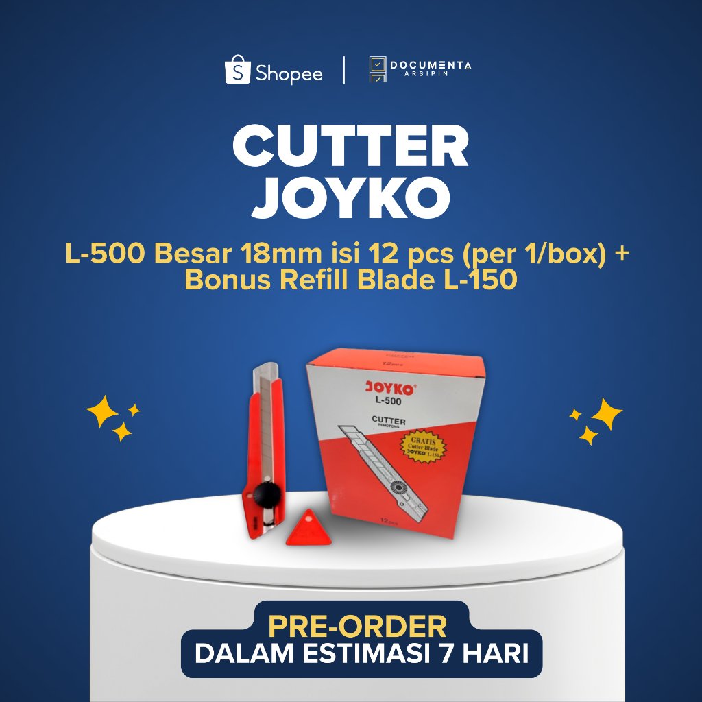 Cutter Joyko L-500 18mm | Cutter Besar Heavy Duty Isi 12 Pcs + Refill Blade L-150