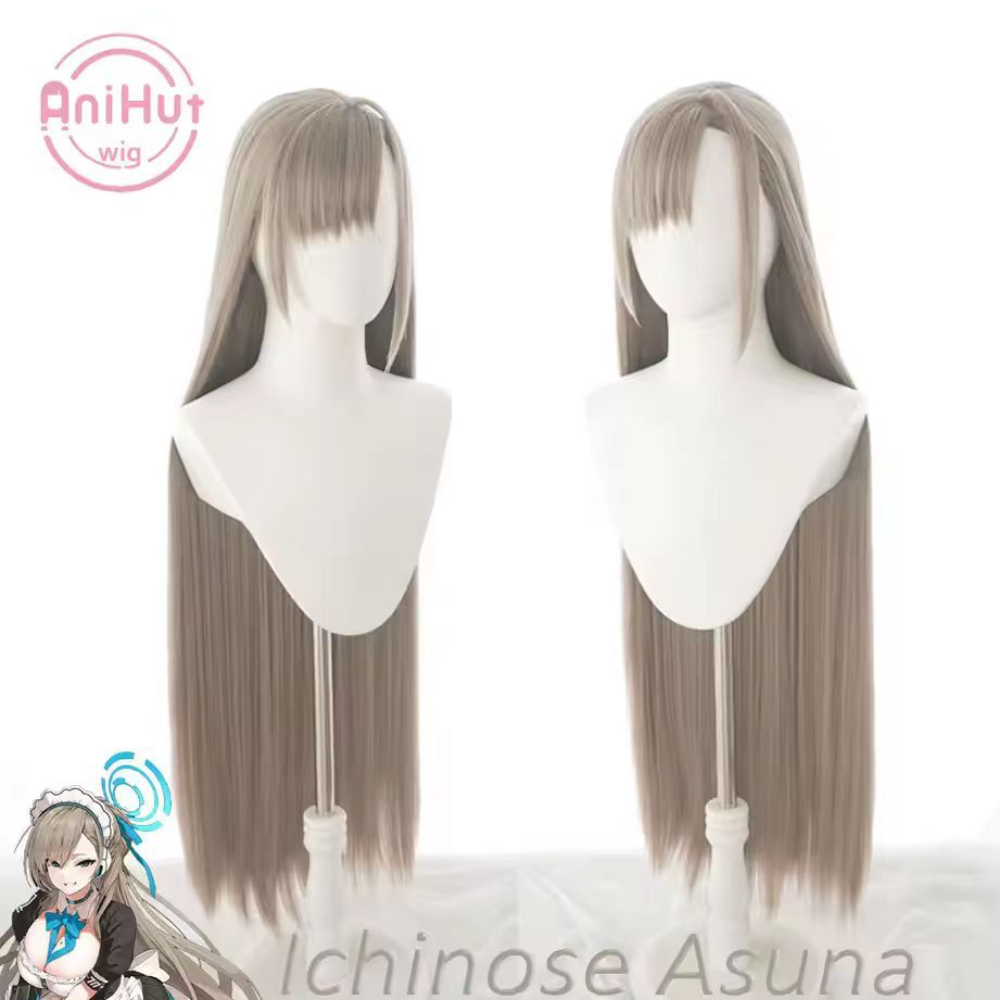 Ichinose Asuna Brown 100cm AniHut Cosplay Wig Blue Archive Straight Heat Resistant Synthetic Hair Ic